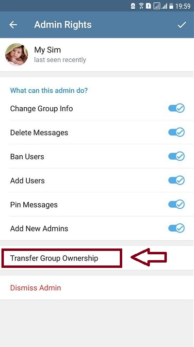 تغییر مالکیت گروه تلگرام